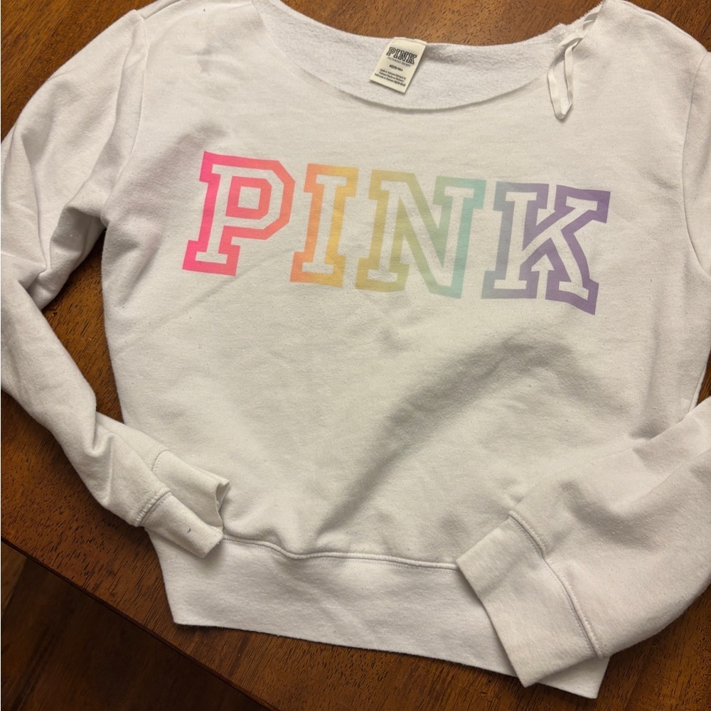 PINK VS limited edition cropped off shoulder Sweatshirt sold out size medium